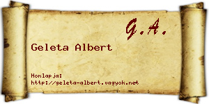 Geleta Albert névjegykártya
